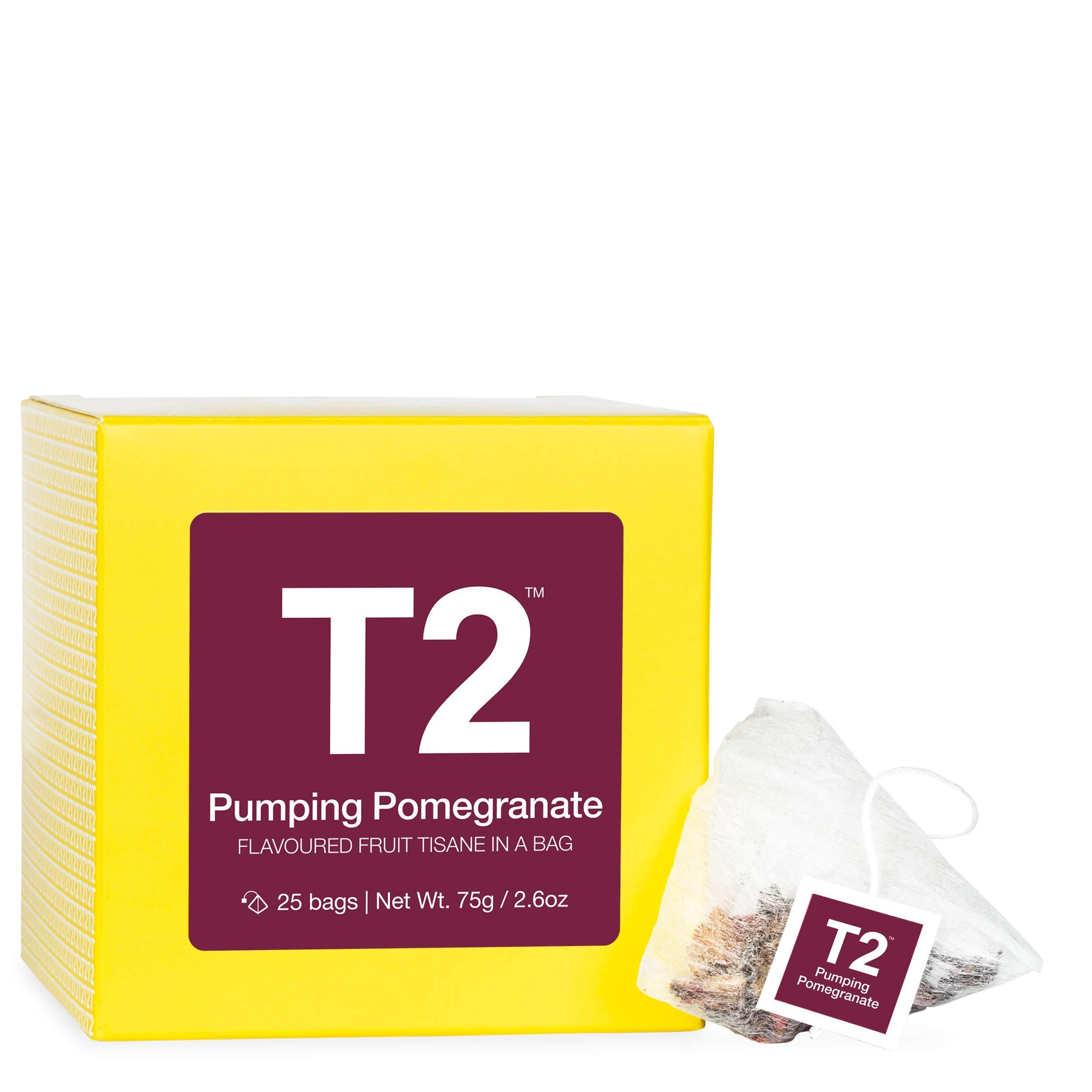 T2 Tea - Pumping Pomegranate Fruit Tea, Flavored Fruit Tisane, Iced teabags, 25Count
