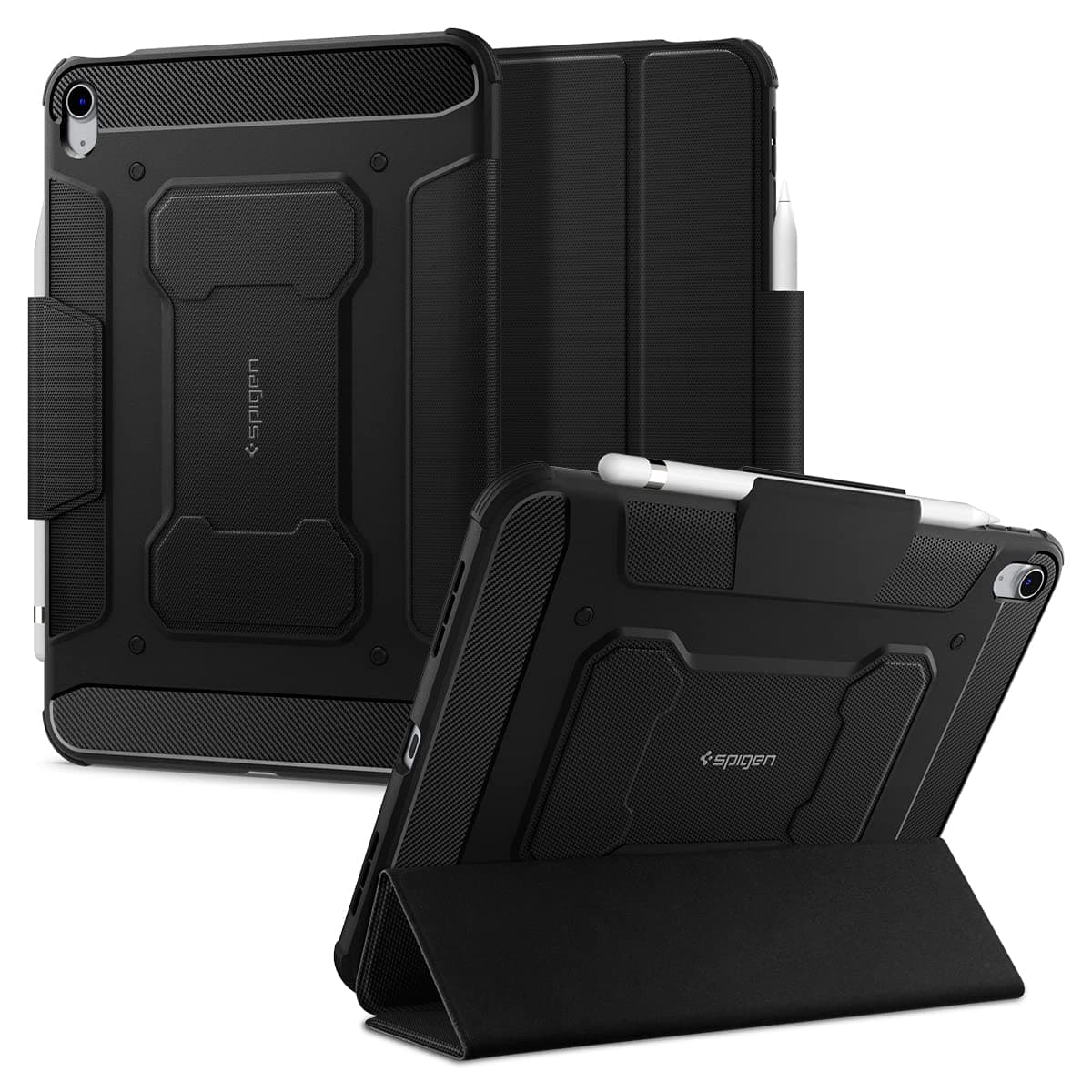 Spigen for iPad 11th Generation Case (2025), iPad A16 Case 11-inch, 10th Generation (2022), 10.9 inch Rugged Armor Pro, Protective Tri-Fold Cover with Pencil Holder - Black | (2025), (2022), Protective, with Pencil Holder, Black