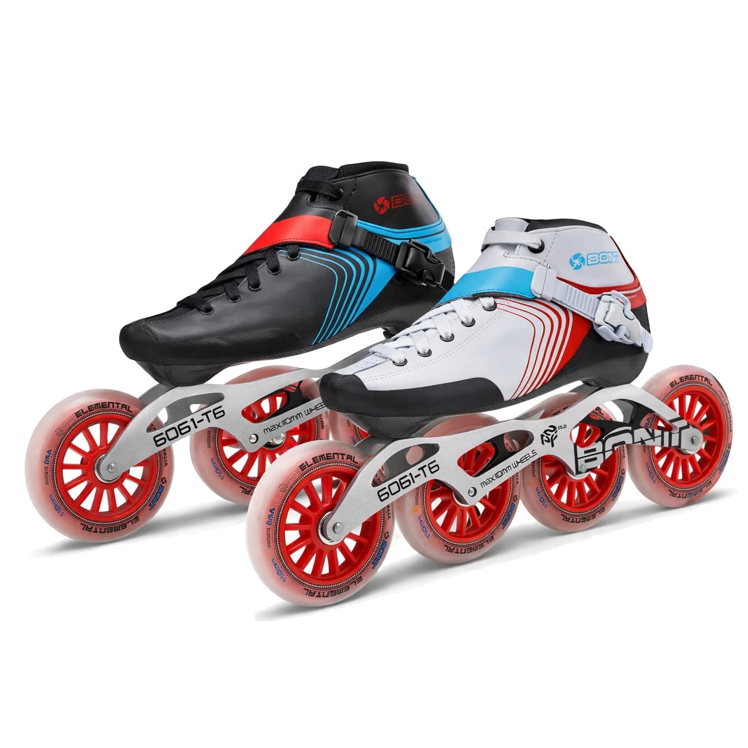 Bont GT4 Inline Speed Skates, Carbon Composite Racing Boots, 6061 T6 Aluminum Frame, Elemental 85A Wheels 100mm 110mm, ABEC5 Bearings