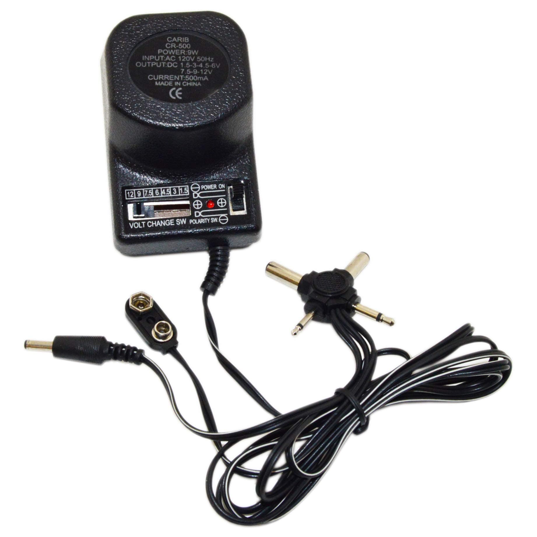 9w, 500mA Universal AC/DC Power Adapter 1.5, 3, 4.5, 6, 7.5, 9 and 12V DC with 4 Foot Cord by Electronix Express