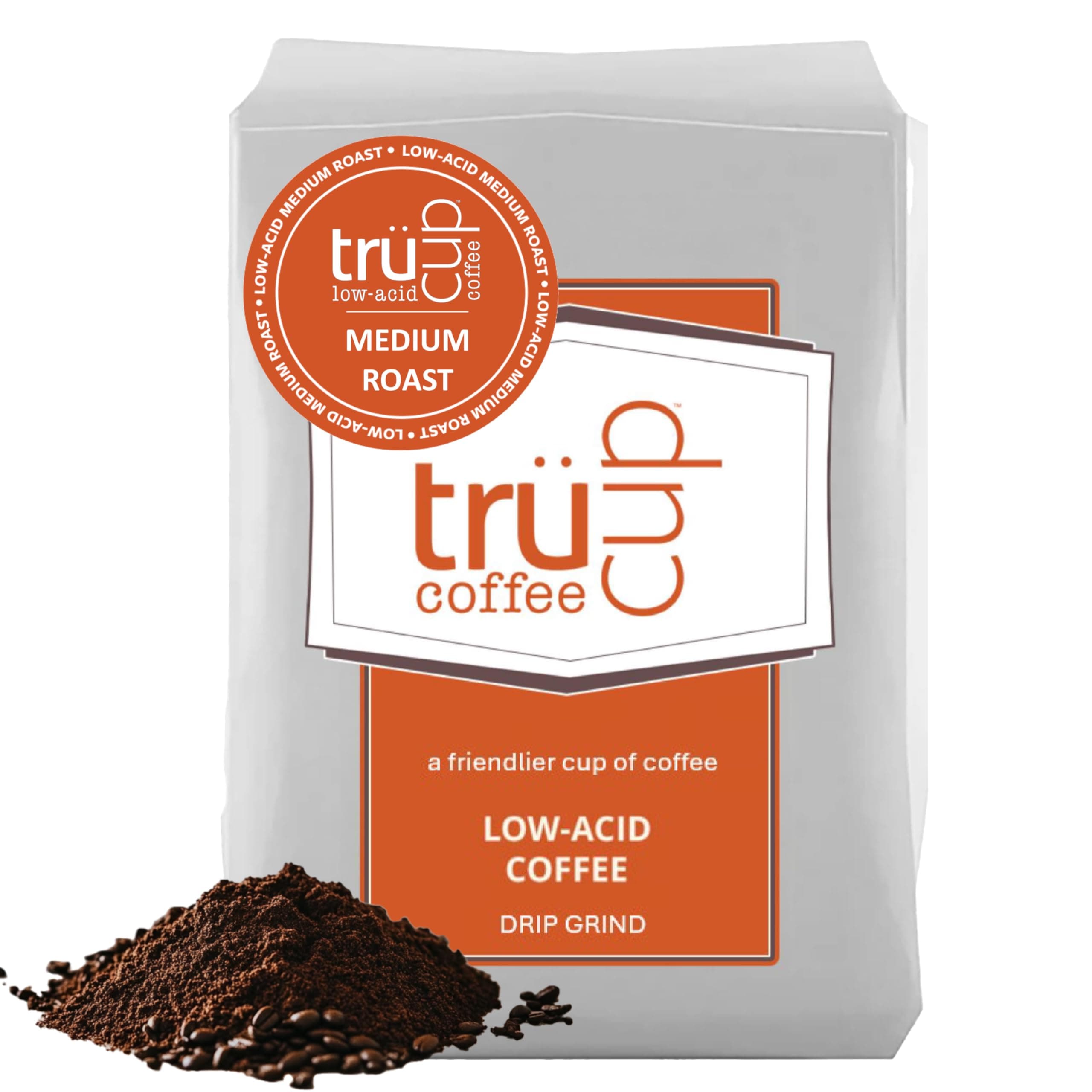 trücup Low Acid Coffee, Ground Coffee Medium Roast - Drip Grind 80 Oz, Natural Water&Steam Process 60% Less Acid, Smooth Flavor, Stomach-Friendly Rich in Antioxidants