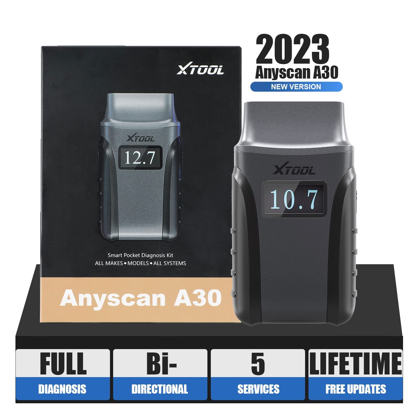 Wireless Bidirectional OBD2 Scanner XTOOL Anyscan A30, Lifetime Free Update, All Systems Diagnostic Tool for iPhone & Android, 8 Services, Oil/EPB/SAS/TPMS Reset, Throttle Relearn, BMS, ABS Bleeding