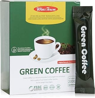 Wins Town Slimming Green Coffee, 200g Natural Diet Supplement for Healthy Weightloss, 20 Sachets, Powder Form