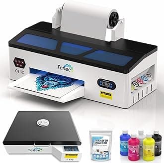 A3 DTF Printer with Roll Feeder - High Transfer Rate Transfer Printer for Faster DTF Printing on Dark and Light Fabrics. Includes Software, Oven Powder, 5 x 250ml Ink, and 1 x Roll of Film