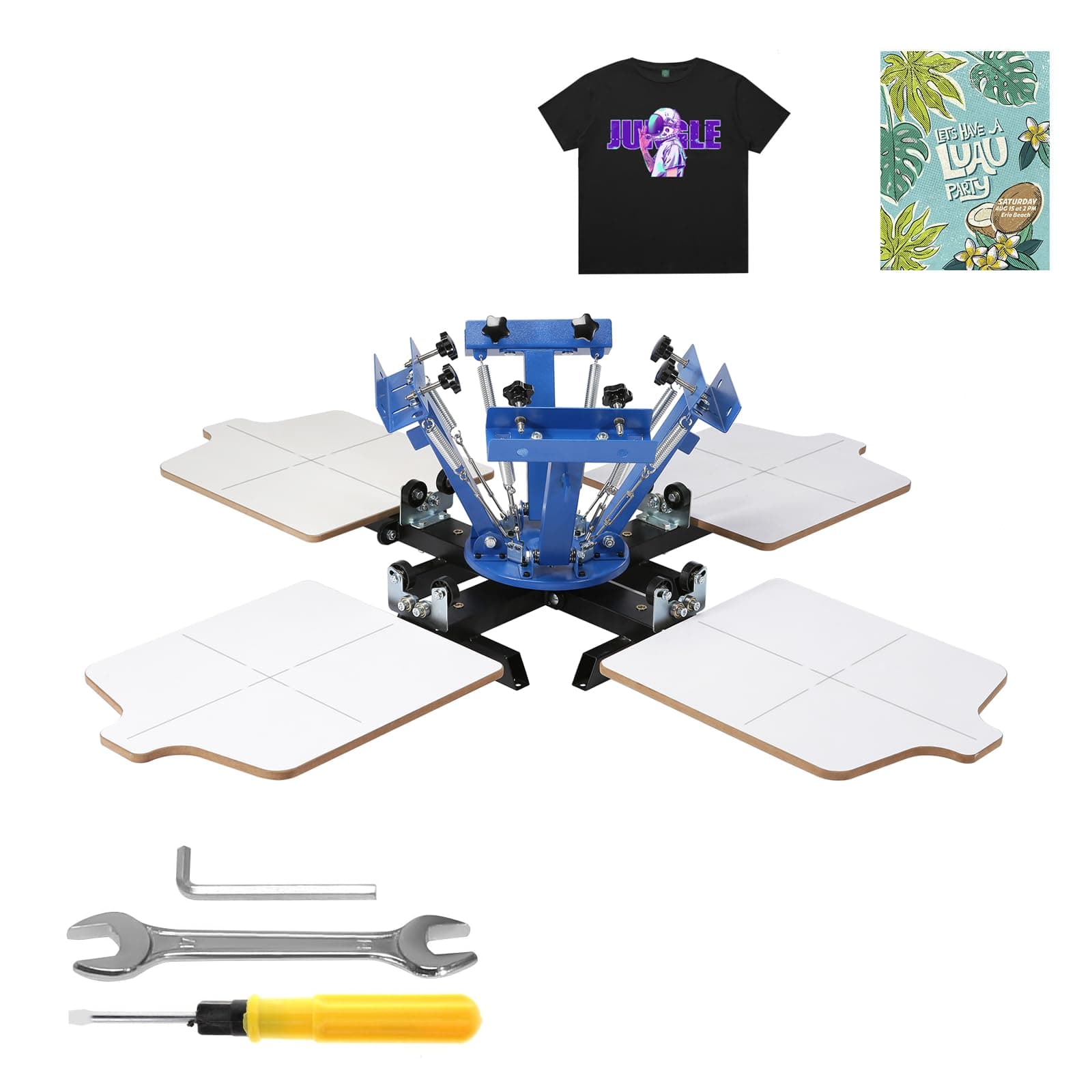 VEVOR Screen Printing Machine, 21.7 x 17.7 inches 4 Color 4 Station Silk Screen Printing Kit, DIY T-Shirt Screen Printing Machine Screenprint Press Equipment