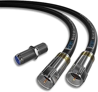 Oren Coaxial Cable 3m RG6 HD103 A++ Trishield – Black - with Cabelcon Connectors and Adapter – Weatherproof – for Satellite and Digital TV, Aerial, Broadband, and High Speed Internet Connections
