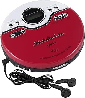 SB3703RB Retro Joggable Personal CD Player with FM Radio - Red/Black