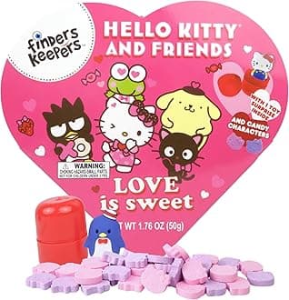 Hello Kitty Finders Keepers Valentines Box, Individually Wrapped Hard Candies and Collectible Figurine, 1.76 Ounces
