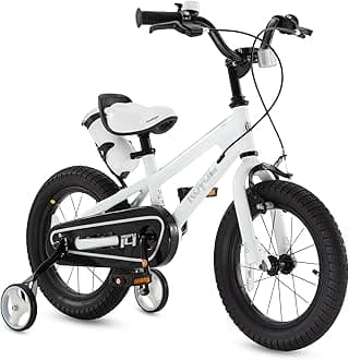 Royalbaby Freestyle Dual Handbrakes Kids Bike 12 Inch Toddlers Learning Bicycle with Training Wheels for Boys Girls Beginners Age 2-4 Years, White
