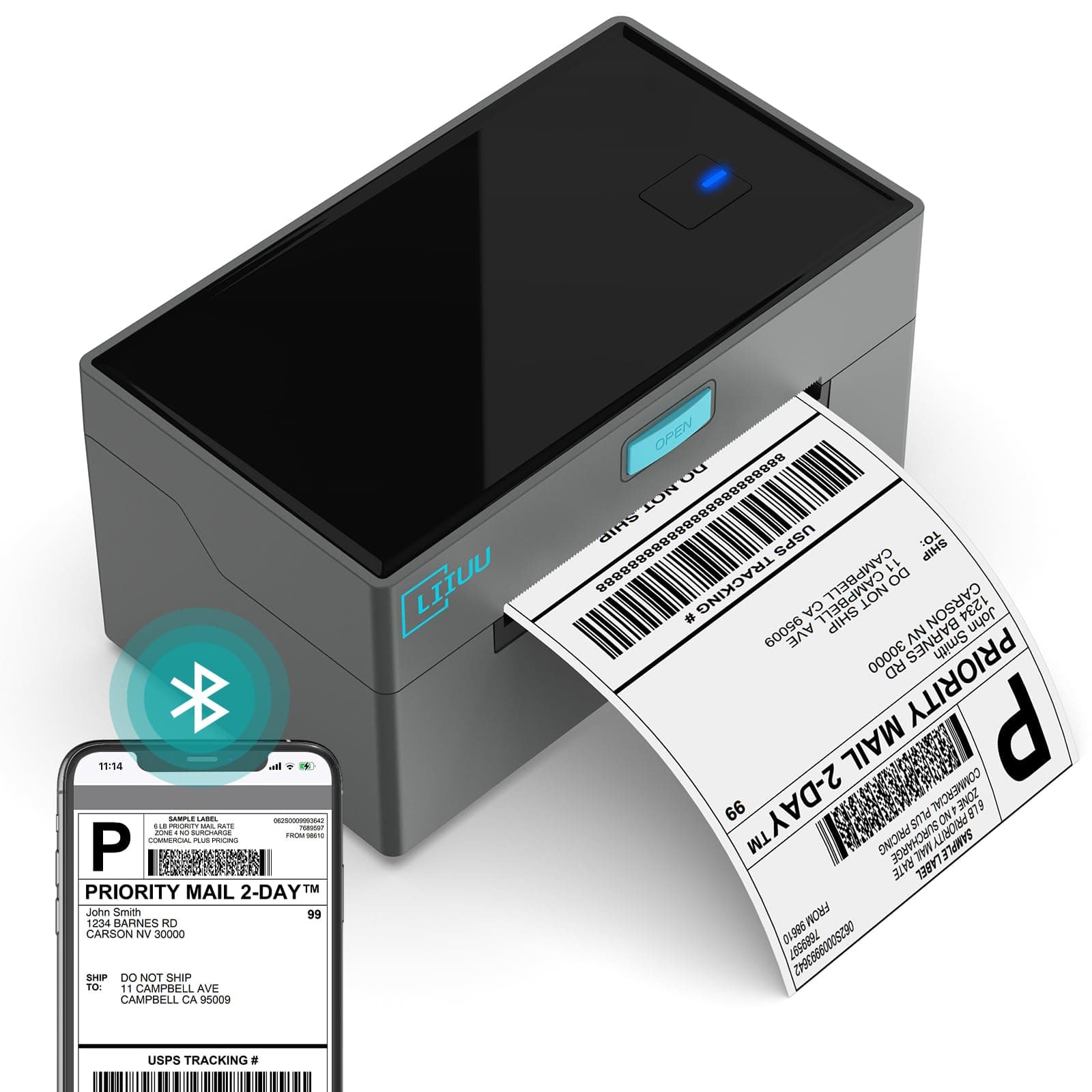 Thermal Shipping Label Printer Bluetooth, 4x6 Label Printer for Shipping Packages, Support iOS, iPhone, iPad, Android, Mac and Windows, Widely Used for Amazon, Ebay, Shopify, Etsy, USPS,UPS