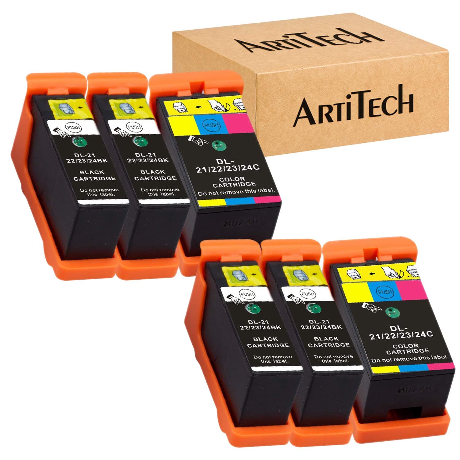 Replace for Dell Series 21 Ink Cartridges Compatible for Dell V515w, V715w, P513w, P713w, V313, V313w, P713w, All-In-One printers 6 Pack, (4 Black and 2 Color) for Dell Series 21, Series 22, Series 23