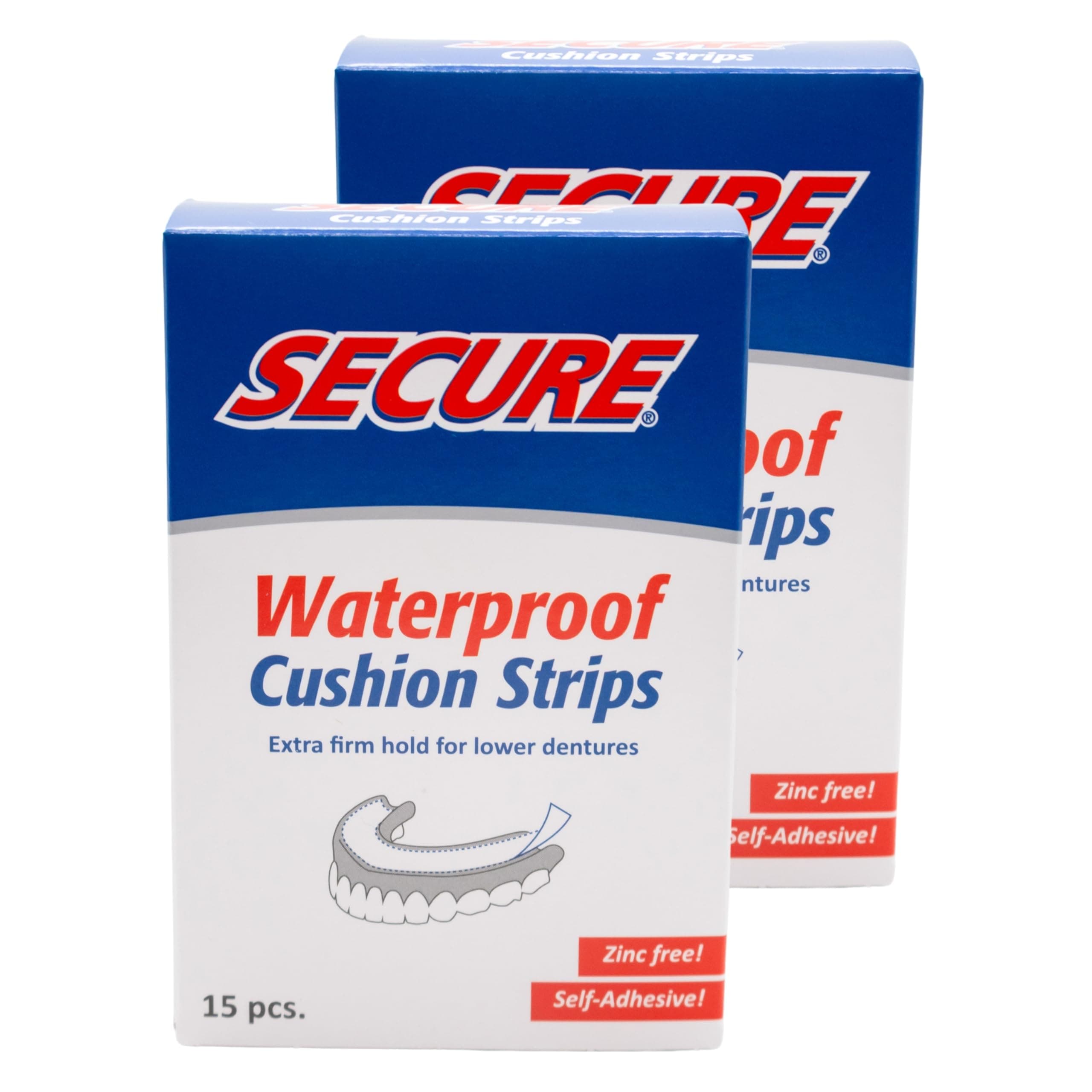 Secure Denture Adhesive Strips 15 ea (Pack of 2)