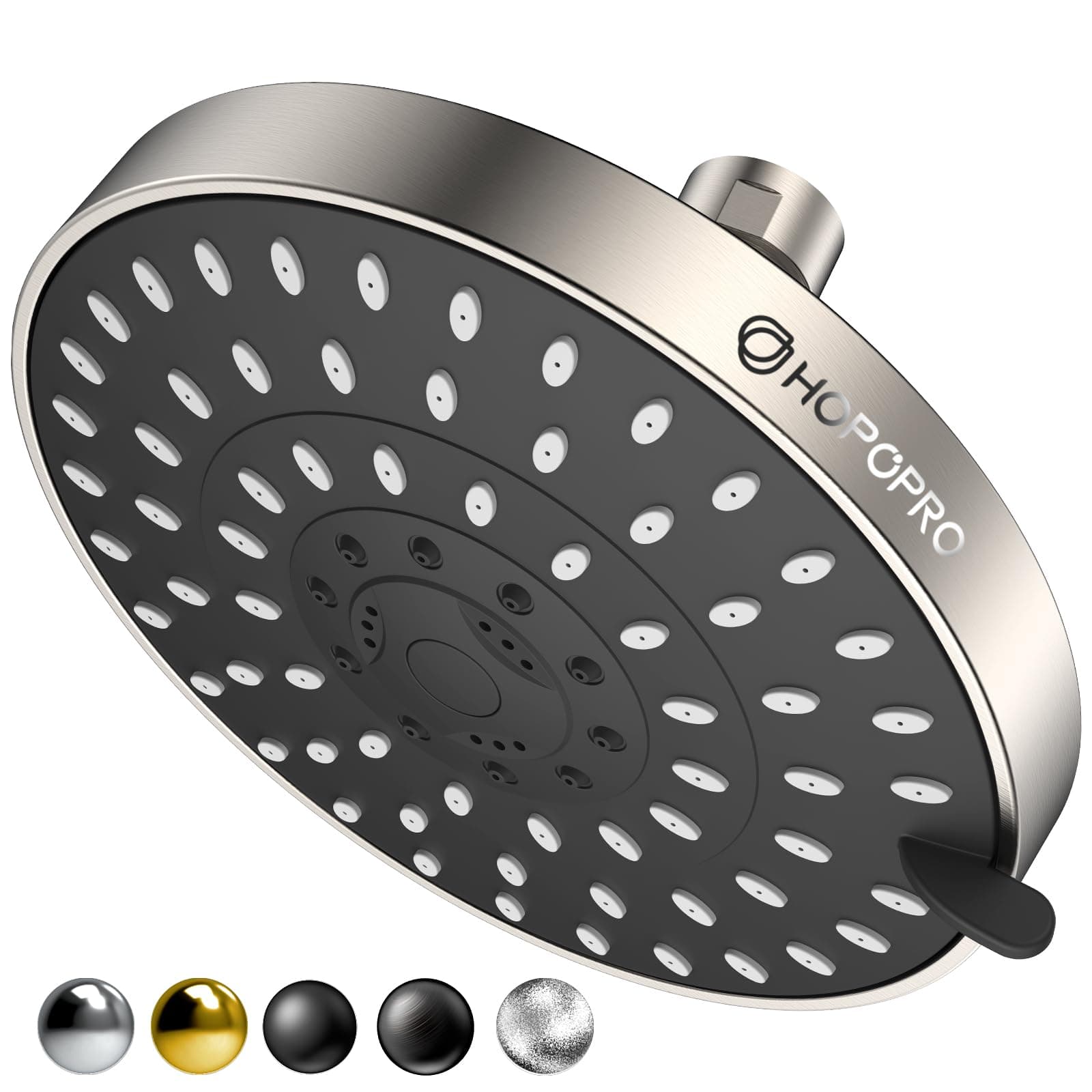 5-Mode High Pressure Shower Head - The Washington Post, NBC News, Today TV Show Recommended - High Flow Fixed Showerheads (6 Inch Brushed Nickel)