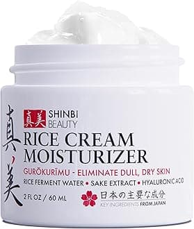 Shinbi Beauty Japanese Skincare Moisturizer for Face - Rice Cream With Rice Ferment + Sake Extract - J Beauty Natural Asian Skincare Products 2oz