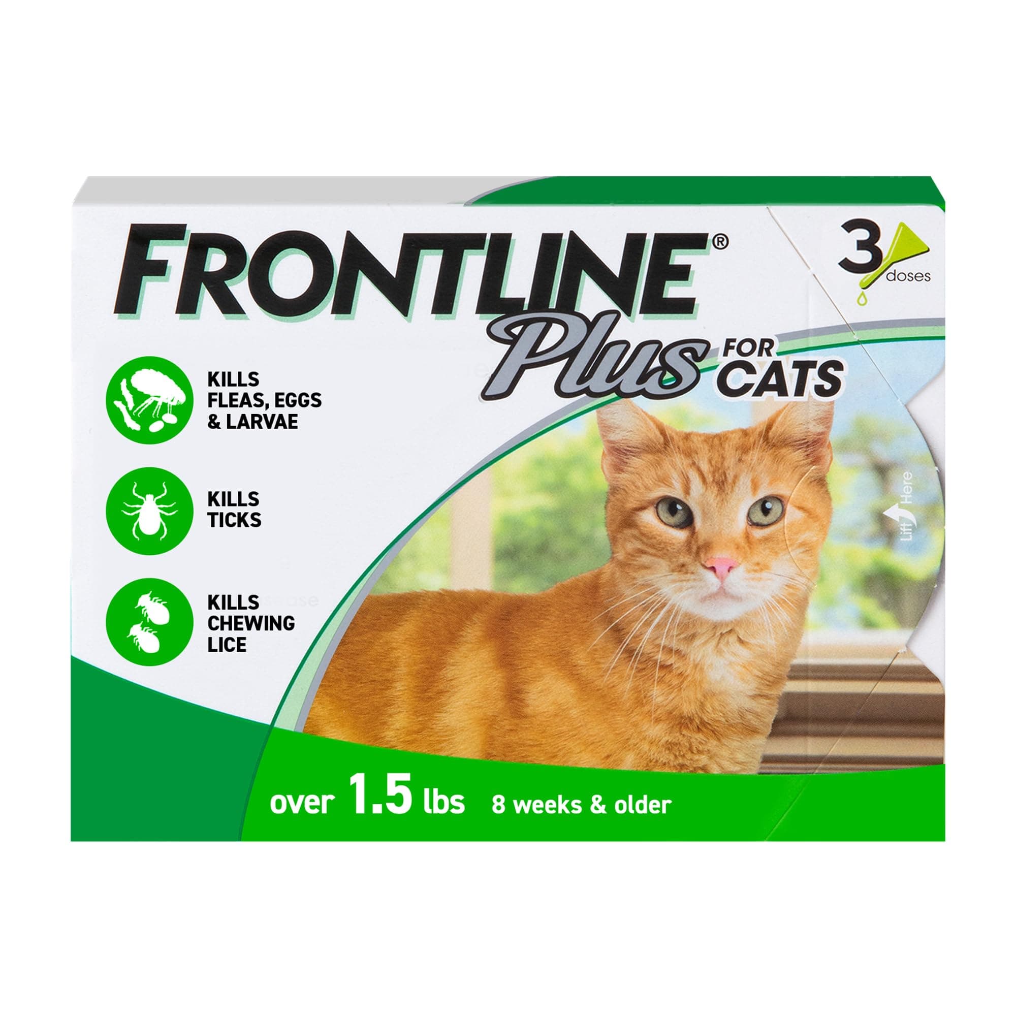 Plus Flea and Tick Treatment for Cats Over 1.5 lbs. 3 Treatments