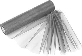 29cm x 25m Roll of Organza Sheer Fabric - Elegant Decorative Cloth for Wedding Chair Bows, Table Runners, Party Favours - Crafting Supplies for Ribbons, Dress Accents,and Bags, Dark Silver