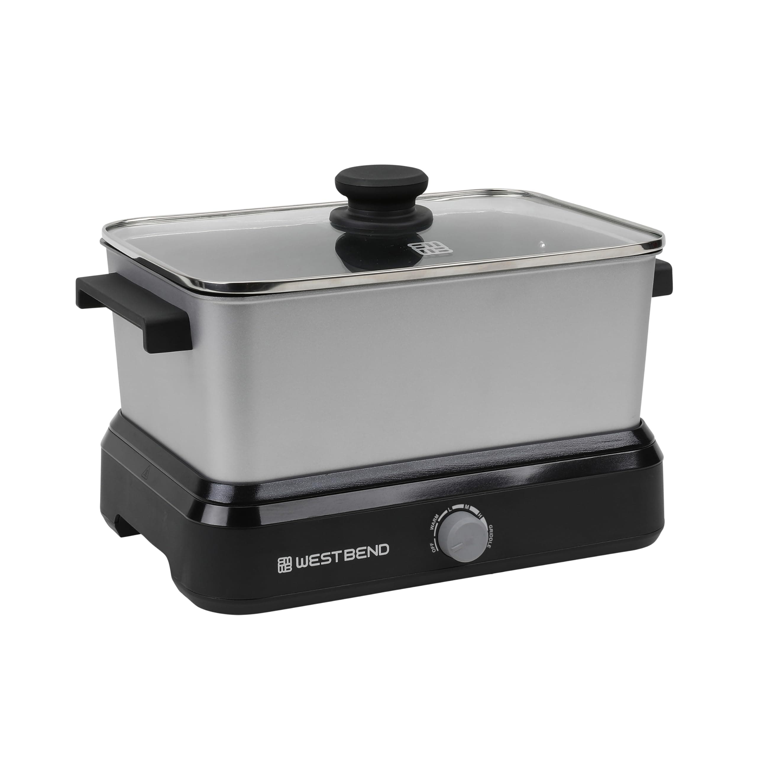 WEST BEND87906 Slow Cooker Large Capacity Non-stick Variable Temperature Control Includes Travel Lid and Thermal Carrying Case, 6-Quart, Silver