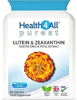 Health4All Lutein 25mg with Zeaxanthin Capsules (not Tablets) for Eye Health and Blue Light Protection. Vegan. Made in The UK , 60 Capsules (V)