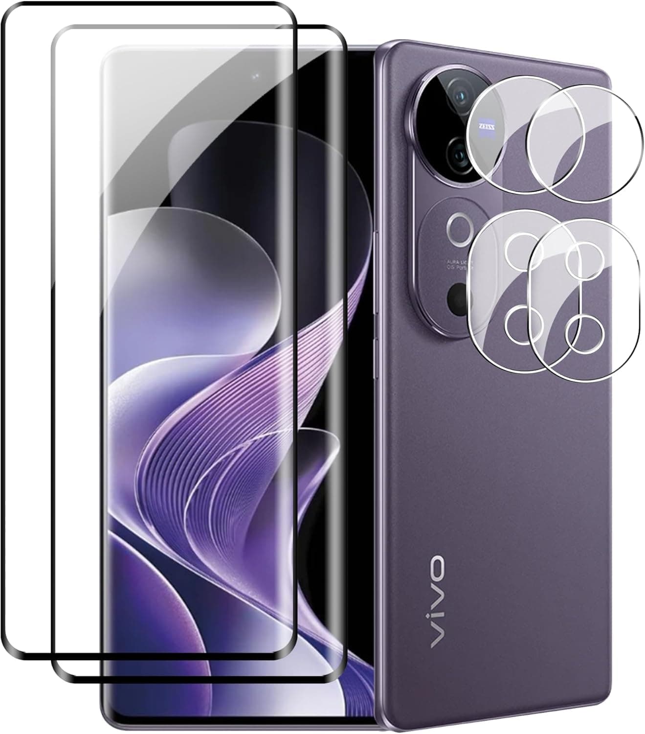 EffcotuoTempered Glass Screen Protector for Vivo V40 5G Screen Protector for Tempered Glass Camera Protective Film 9H Hardness Screen Protector Film Anti-Scratch Ultra Thin Screen Protector for VIVO