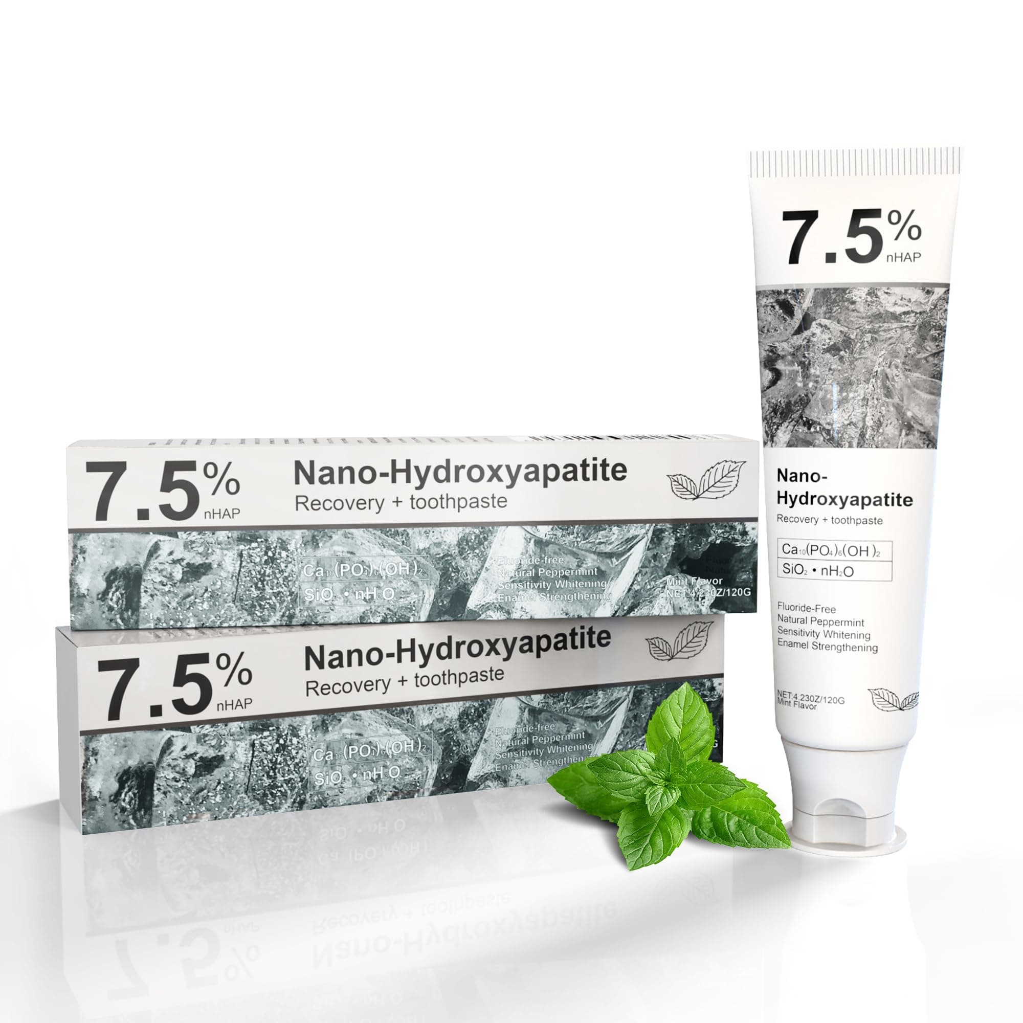 Hydroxyapatite Toothpaste for Advanced Enamel Protection, Gentle and Effective Formula, Fresh Breath, Fluoride-Free Nano Hydroxyapatite Toothpaste for Sensitive Teeth 2 Pieces