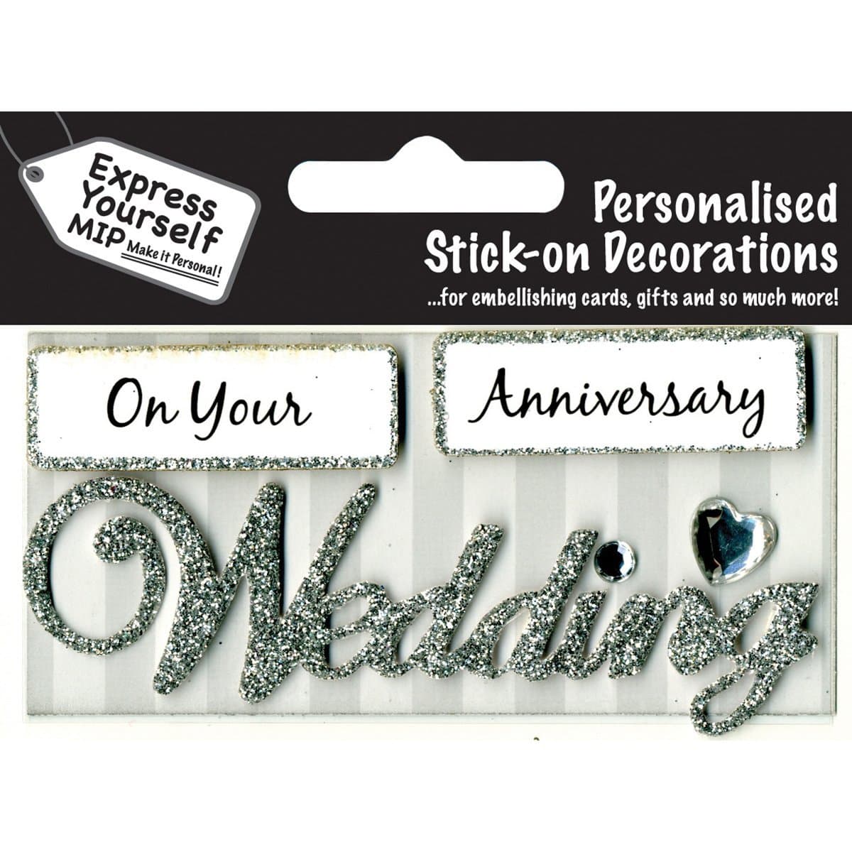 Express Yourself MIP, self Adhesive, Wedding (Silver) Caption Topper - Ideal for Card Making, Scrapbooking, Papercrafts, Childrens Crafts etc