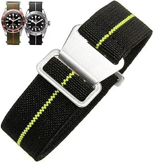 Elastic Nylon Watch Band French Troops Paratrooper Military Parachute Style 18mm 20mm 22mm Hook-and-Loop Premium Striped Fabric Nylon Replacement Watch Strap for Men Women