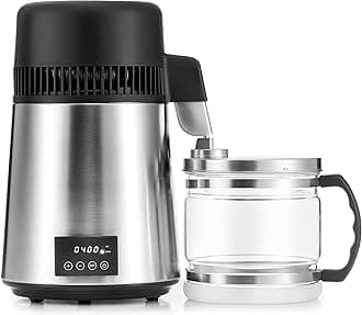 4L Stainless Steel Water Distiller with Reservation & Auto-Off, 750W Distilled Water Maker with 304 SS Inner Tank, Countertop Design for Home & Office