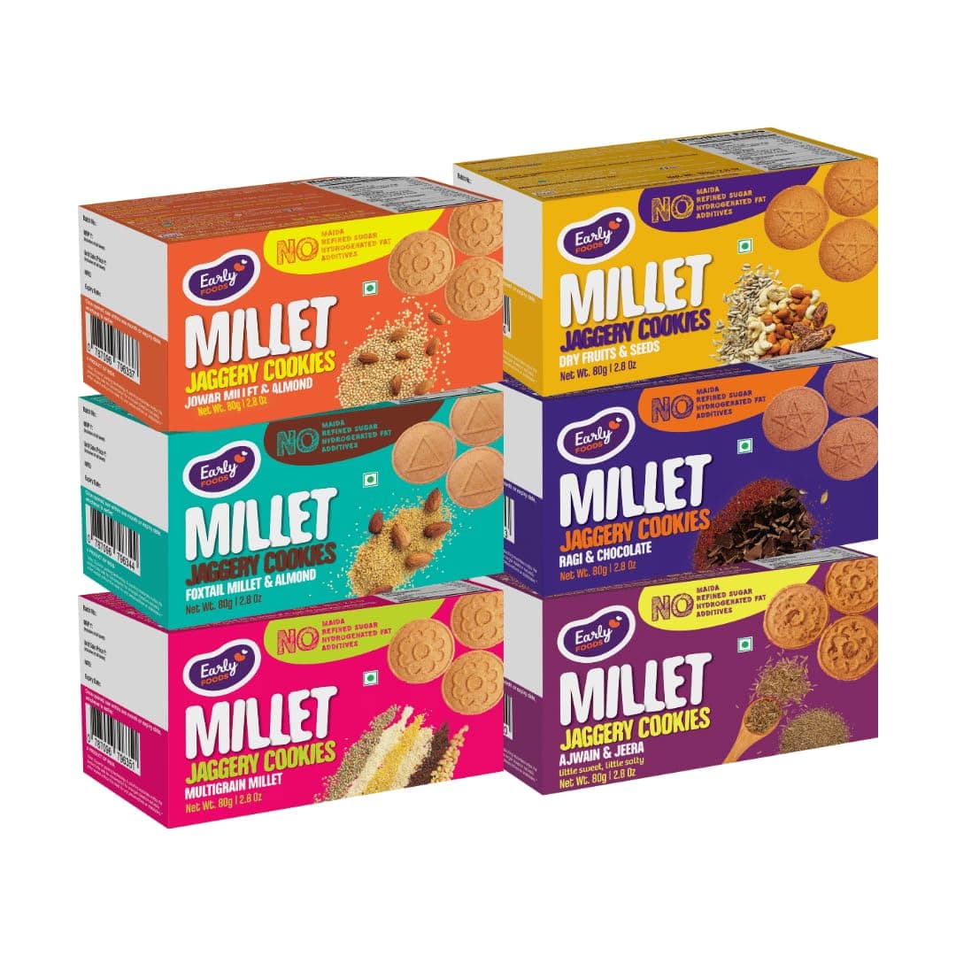 - Chota Pack Biscuits Combo Pack - Millet Jaggery Cookies X 6| Healthy Cookies | Sugarfree Biscuits, 512 Gram