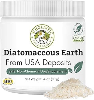 Wholistic Pet Organics Diatomaceous Earth - Food Grade for Dogs & Cats - 4 Oz - Multi Use Powder - Pet Safe Non-Chemical Freshwater Sourced Silica Supports Overall Health - Freshly Made in USA