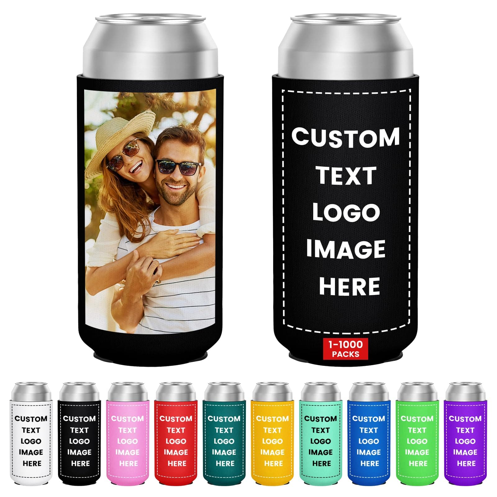 300 Pack Custom Can Cooler Bulk 16 Oz Collapsible Neoprene Insulated Beer Bottle Sleeves Drink Holder, Personalized Birthday Decorations Bachelorette Party Favors & Wedding Gifts