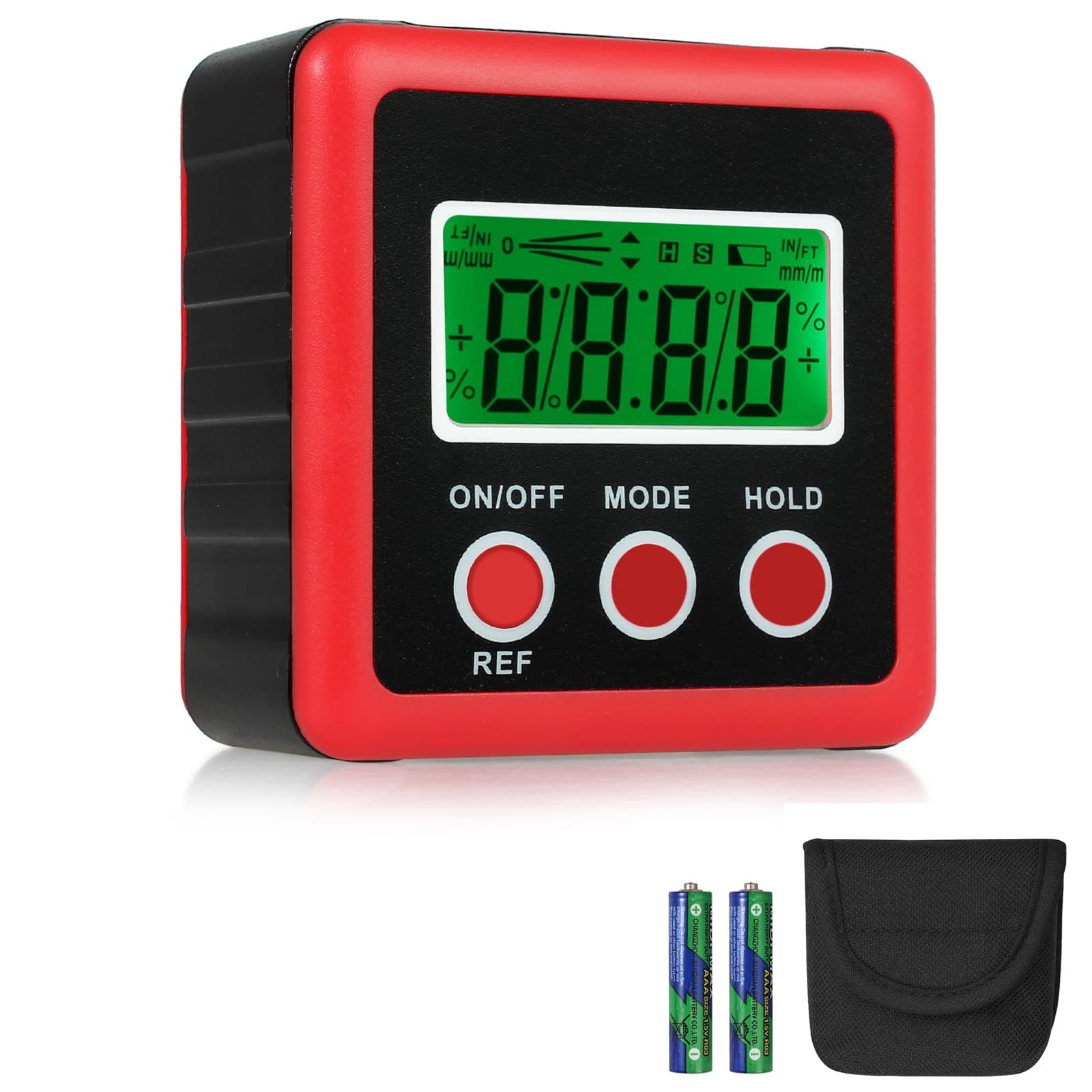 JUSTOOLDigital Angle Gauge Digital Inclinometer Level Box LCD Backlight Angle Finder Tool with Data Hold and Magnet Base Backlight for Carpentry, Building, Masonry, and Automobile