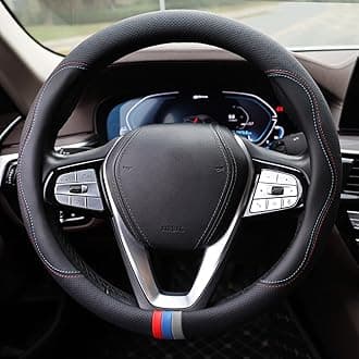 Car Steering Wheel Cover for BMW X3 X5 X7 3 5 Series 328i 528i 535i 530i 540i 320i 330i 325i X1 X2 X4 X6 1 2 4 6 7 8 Series e90 e60 f30 Accessories, 2026 Leather Black (Red Blue)