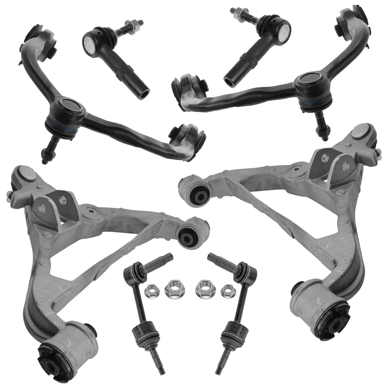 TRQ Front Steering & Suspension Kit Control Arm with Ball Joint Sway Bar Stabilizer Link Tie Rod Compatible with 2005-2006 Ford Expedition