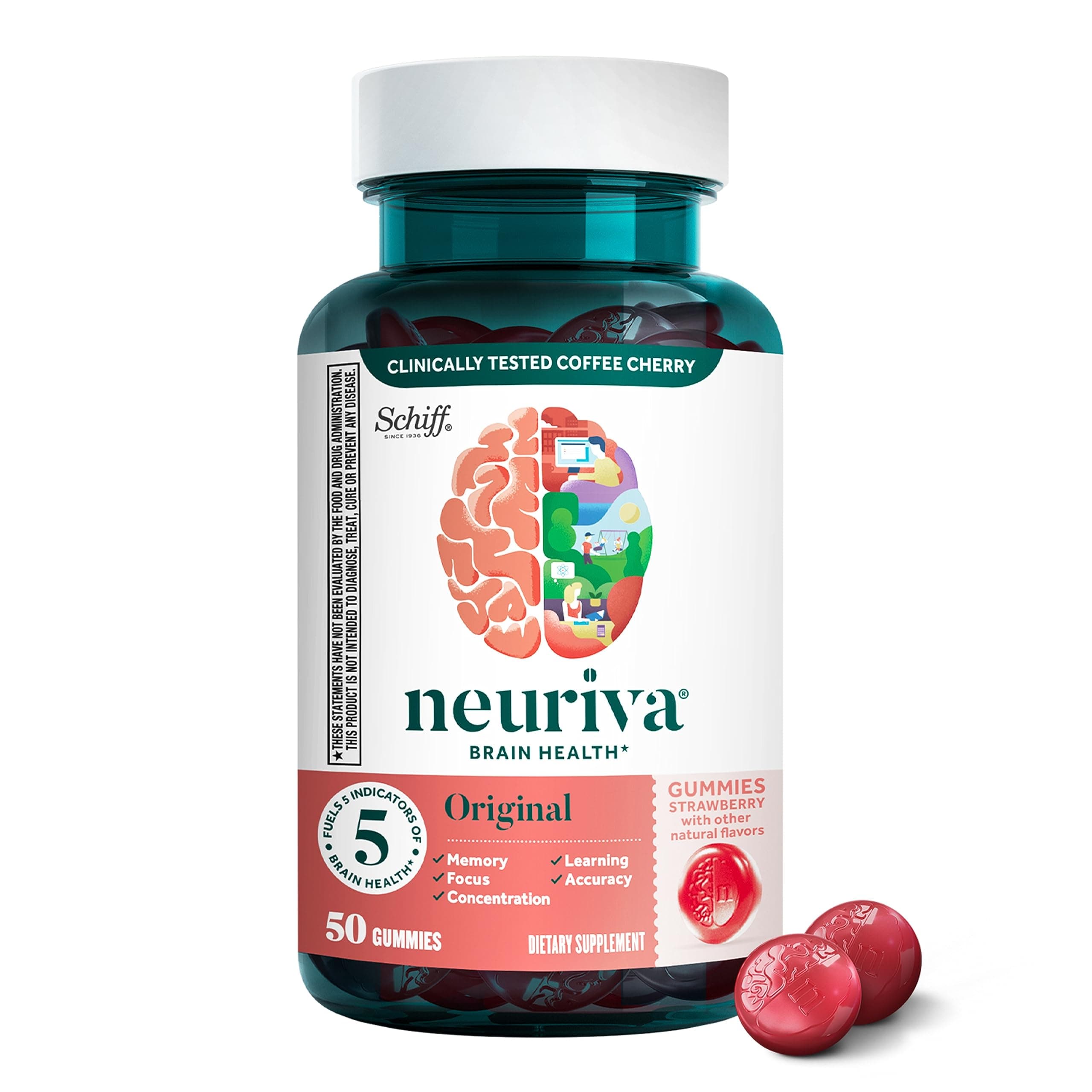 - Original Brain Supplement for Memory, Focus & Concentration + Learning & Accuracy with Clinically Tested Nootropics Phosphatidylserine and Neurofactor, Strawberry Flavor, 50 Gummies