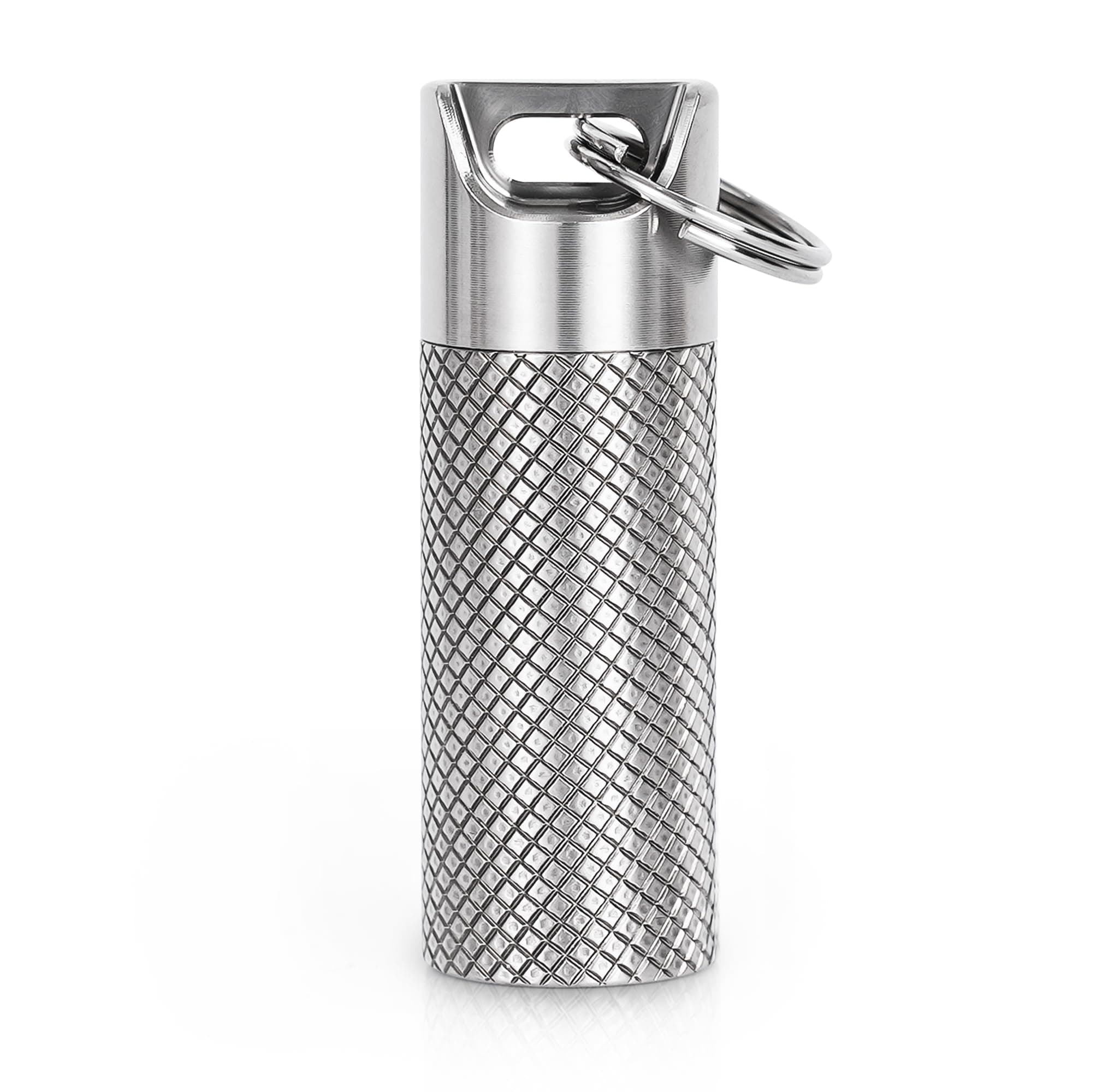 Small Pill Box, Titanium Pill Holder Waterproof & Lightweight, Keychain Pill Container for Emergency Pills, Pill Fob with Key-ring, Pocket Purse Pill Case for Outdoor Travel Camping