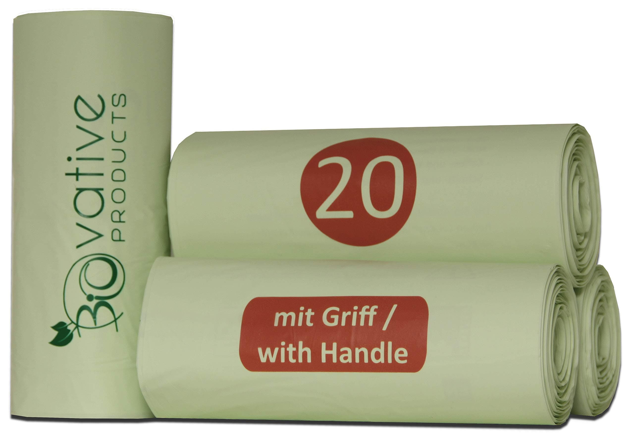 20L Organic Waste Bags with Handle - 100% compostable & Biodegradable - Tear-Resistant Organic Bags for Clean Disposal with Handle - Also Available as 6L, 10L, 30L