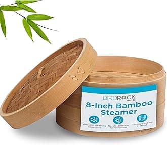 BirdRock Home Bamboo Steamer (Classic Bamboo, 8" Diameter)