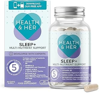 Health & Her Sleep+ Supplements for Women - 1 Month Supply, 30 Capsules - Women's Multivitamin with Lavender, Chamomile & Magnesium - Vegan, Gluten-Free