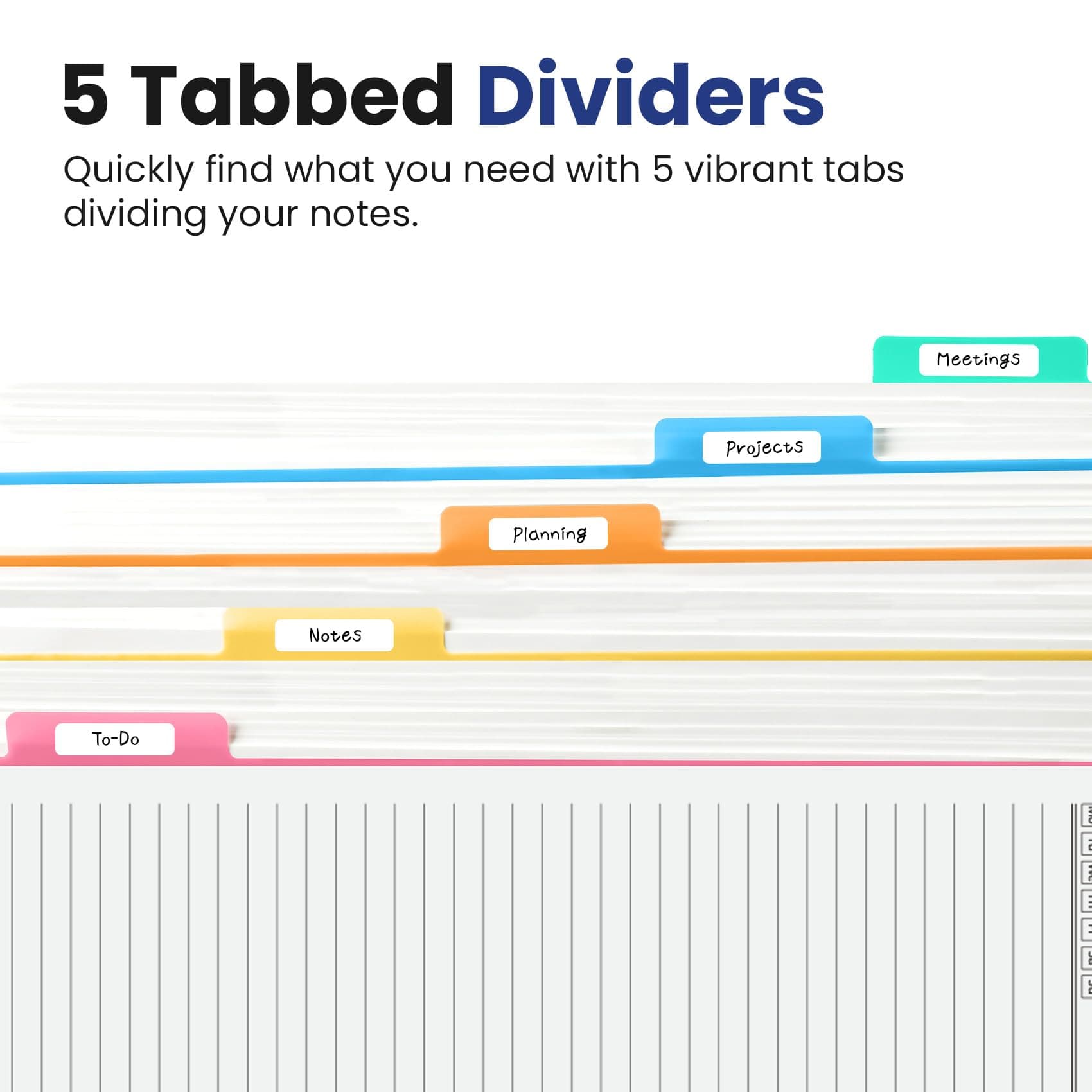 Large Spiral Lined Notebooks for Work with Removable Dividers & Tabs, 8.5"x11" Pretty Hardcover 5 Subject Notebook Journal for Women, College Ruled, Perfect for Study & Office Organization, 280 Pages,Distant Peaks