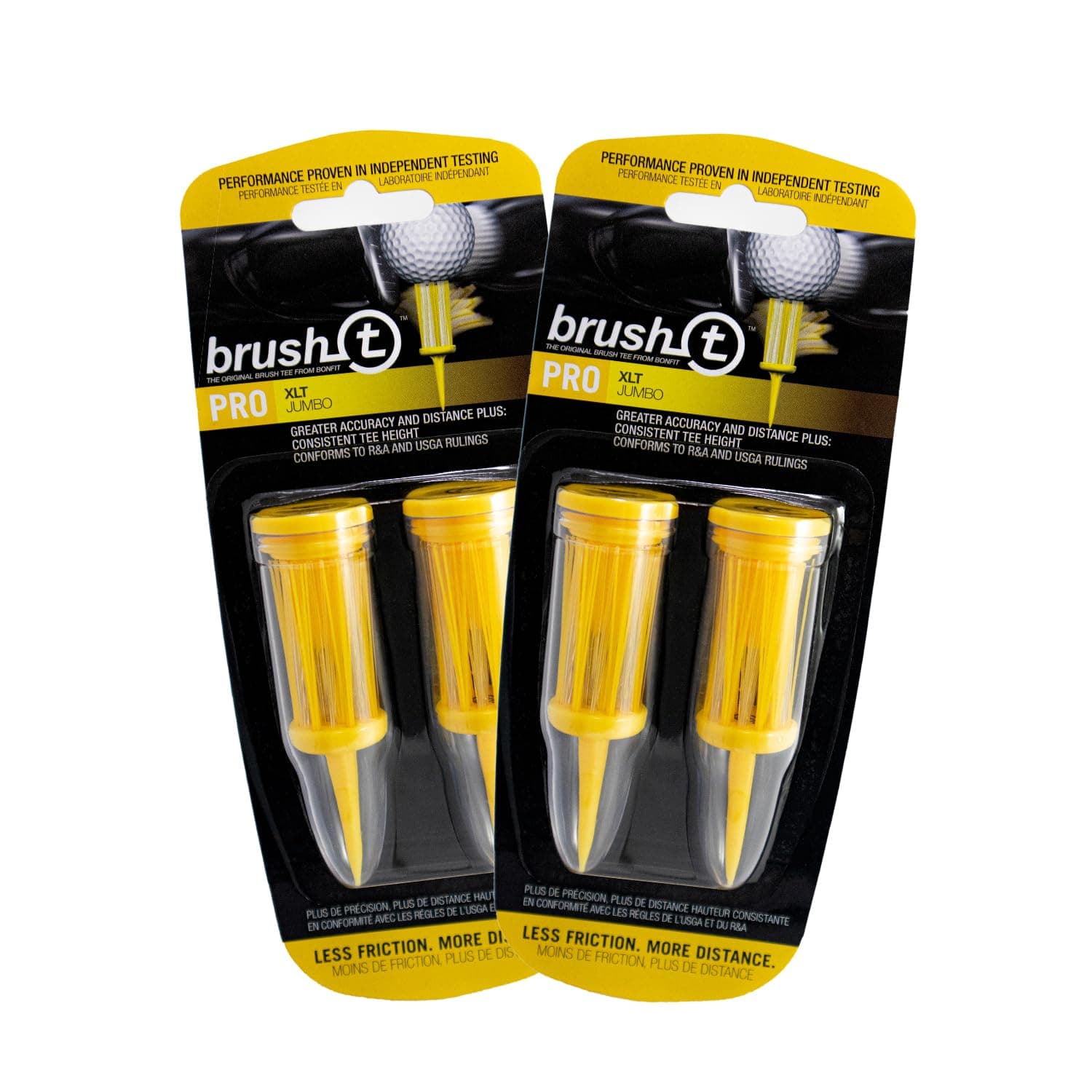 Premium Plastic Golf Tees, Yellow XLT 4-Pack, Size 3 1/8", Unbreakable Innovative Design, Consistent Height, Perfect Golf Gift for Men and Women. Golfing Brush Tees, Works with Any Golf Ball