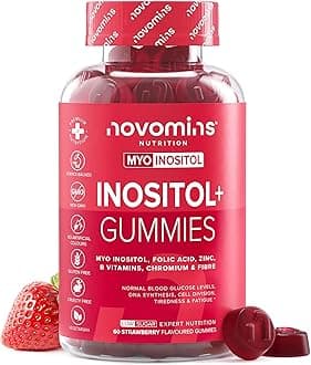 Inositol Gummies - PCOS Supplement with Myo-Inositol, Folic Acid, Zinc, Vitamin B12, B6, Chromium - Hormone Balance for Women - Alternative to Inositol Tablets - 60 PCOS Gummies - Novomins