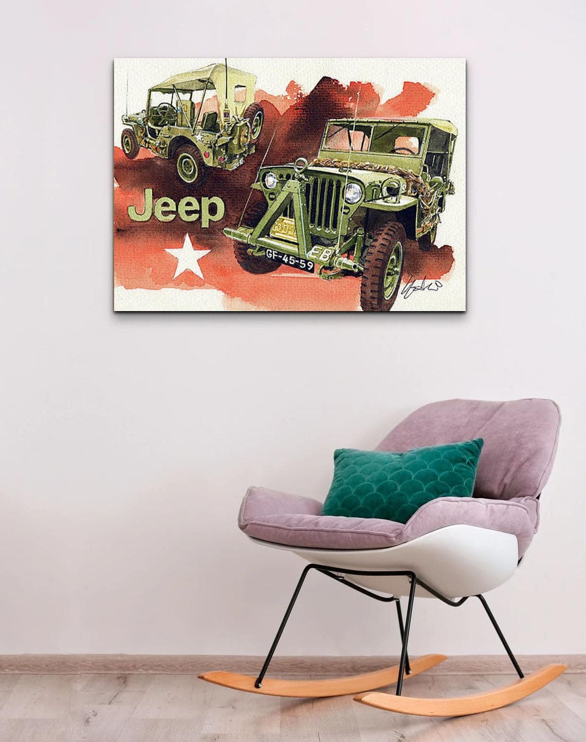 GADGETS WRAP Canvas Gallery Wrap Framed for Home Office Studio Living Room Decoration (22x14inch) - Willys Jeep Mb #1