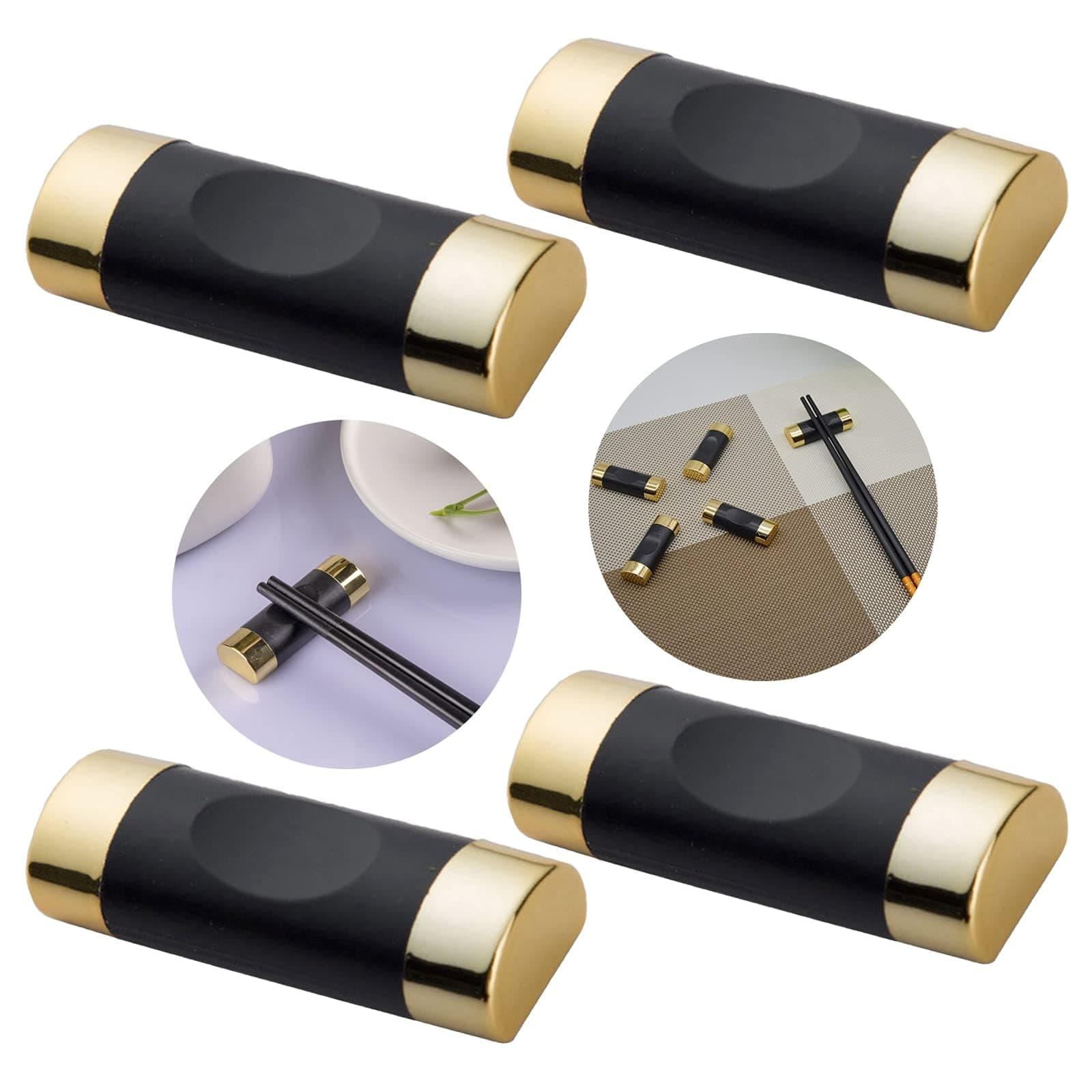 4 PCS Chopsticks Rests Holders Alloy Chopstick Rest Spoon Fork Knife Holder Golden Ruyi Chopstick Holder Mirror Polished Chopstick Rest Durable Exquisite Tableware for Home Kitchen or Restaurant