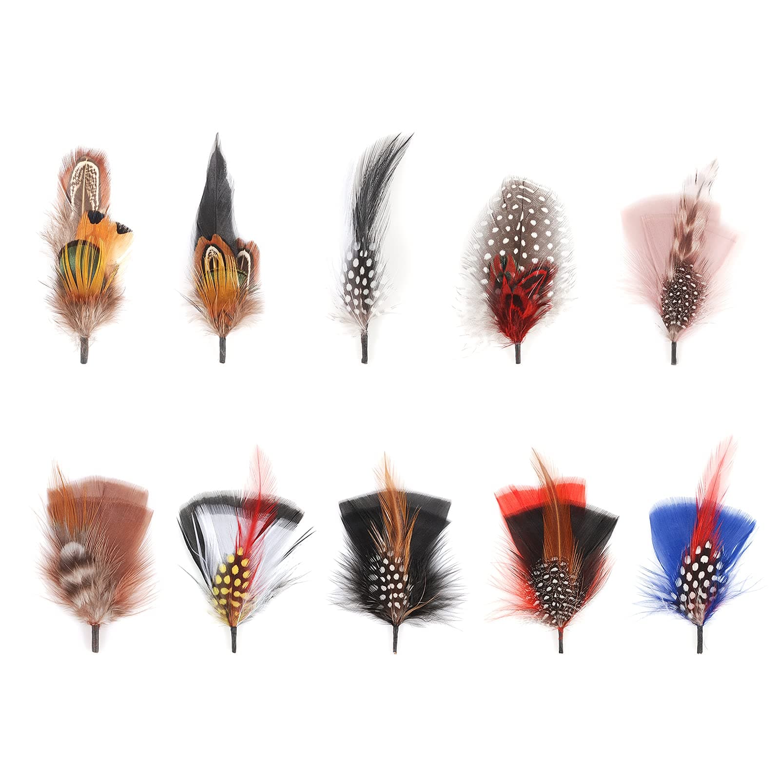 Hat Feathers, 10 Pcs Assorted Natural Feather Packs Accessories for Fedora, Cowboy, Open Road, Borges, Scott, Trilby Hats