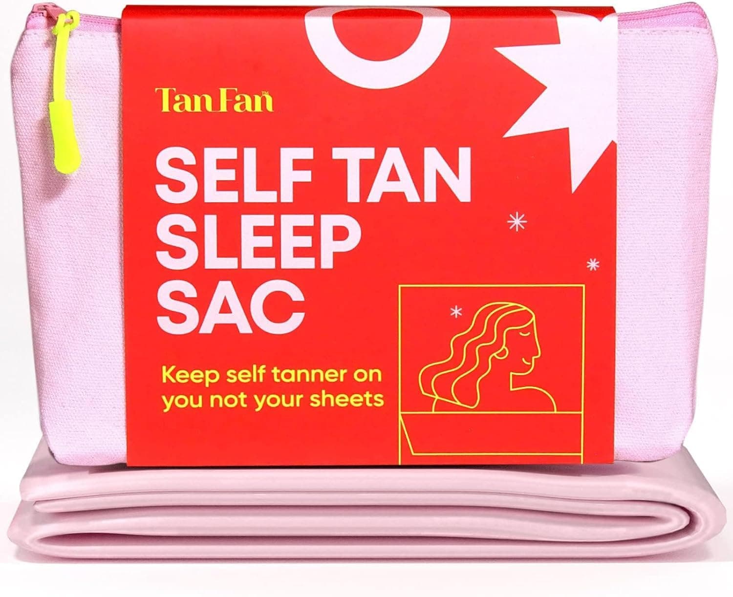 Tan Fan Self Tan Sleep Sac - Keep Sheets Clean from Self Tanner Stains - 100% Cooling Silky Poly Sleeping Sack - Won’t Rub or Absorb Tanning Lotion - Lightweight Breathable Large w Foot Openings