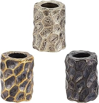 OLYCRAFT 3Pcs 3 Color 11x15mm Paracord Beads with 6mm Large Hole Column Lanyard Beads Brass Knife Beads Large Hole Beads Tube Loose Beads Metal Spacer Beads for Paracord Jewelry Making DIY Crafts