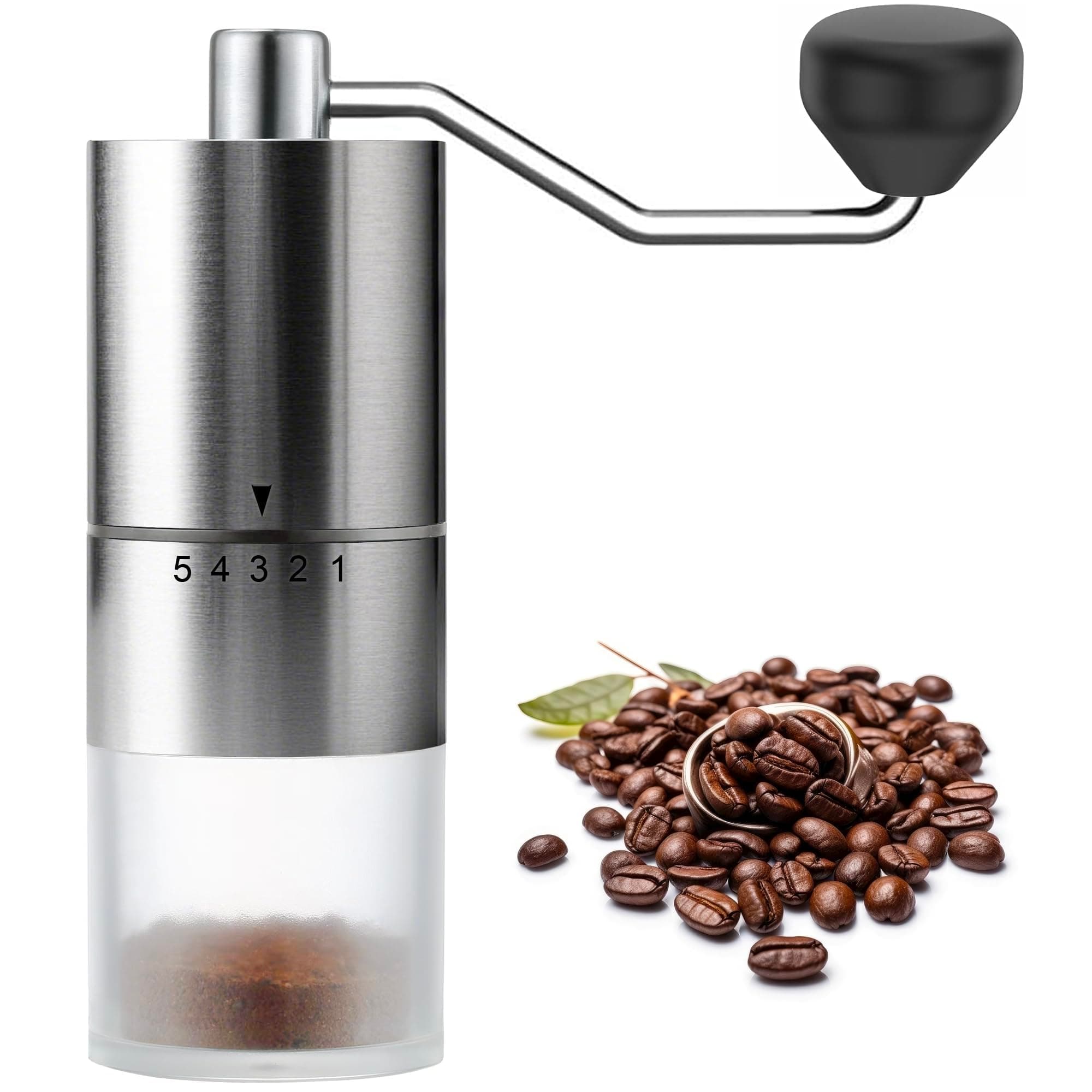 EZLucky Portable Manual Coffee Grinder - Ceramic Conical Burr with 5 Adjustable Settings for Grinding, Perfect for Espresso Enthusiasts at Home, Office, or Camping