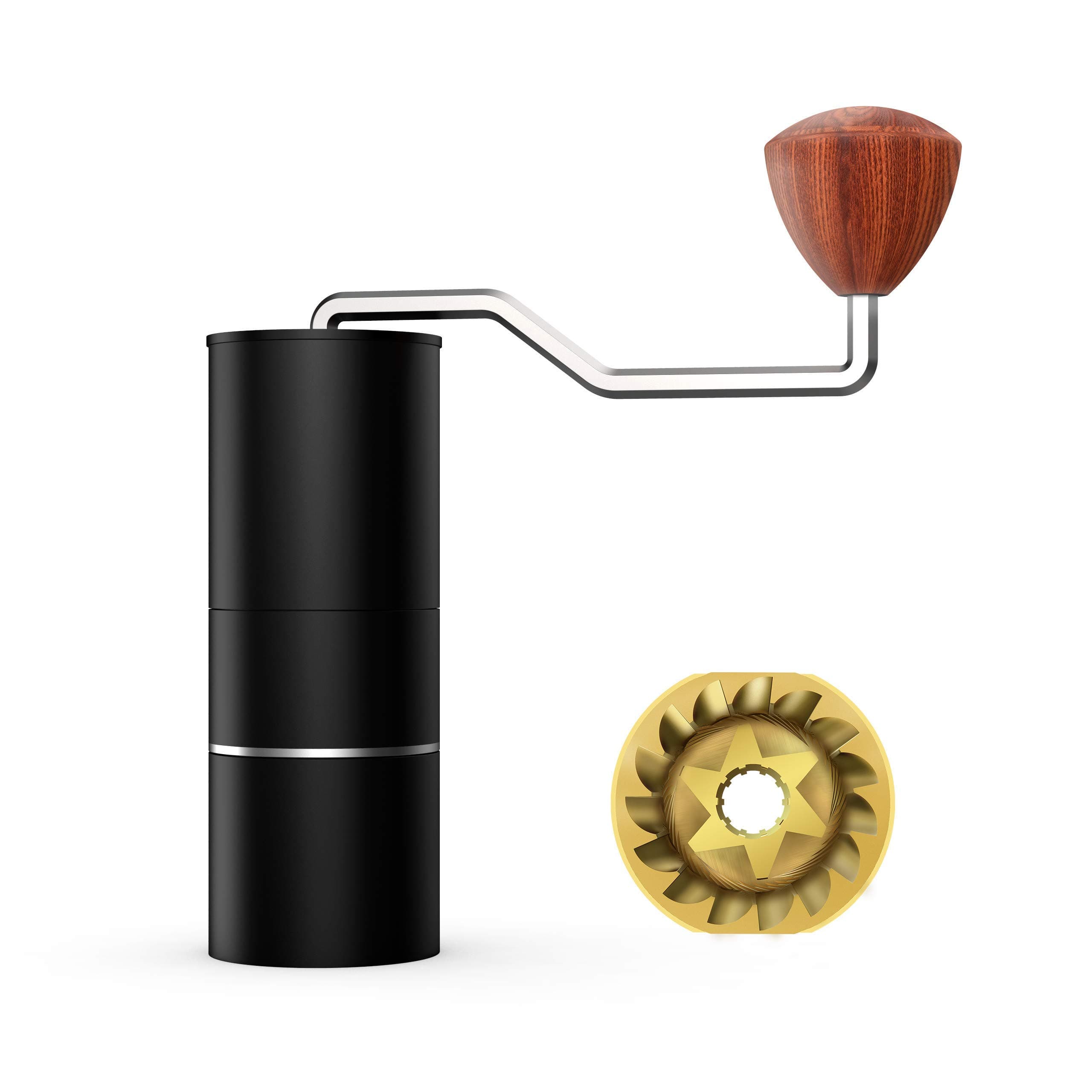 JUNOESQUEACE48 Titanium-Coated Conical Burr Coffee Grinder, Adjustable Selector, 18+ Settings, Espresso, Black