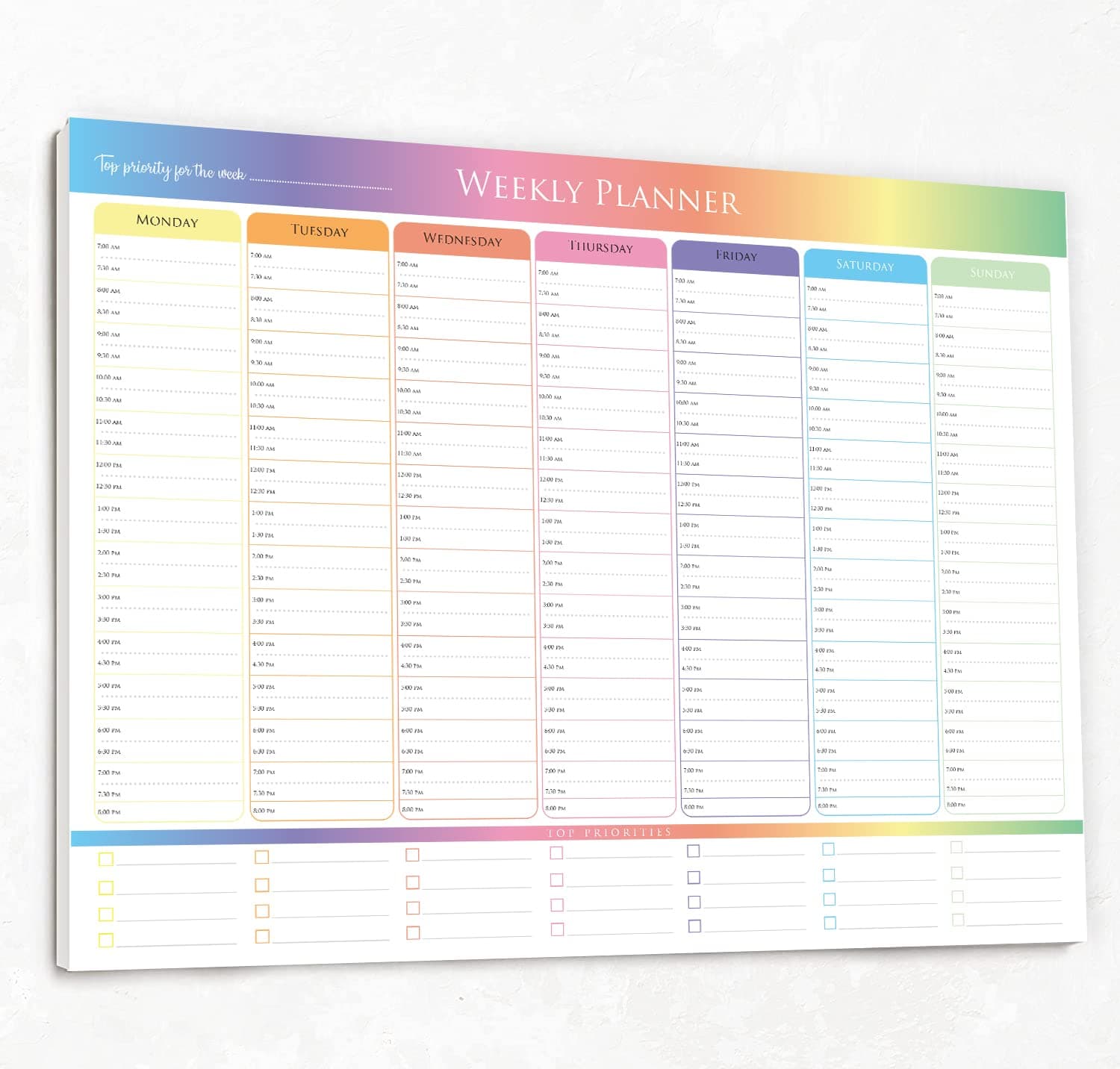 Large Weekly Planner Pad - Timetable Desk A3 - Perfect for Home, Business, Students Revision, Appointments, Schedule - 50 Tear Off Pages