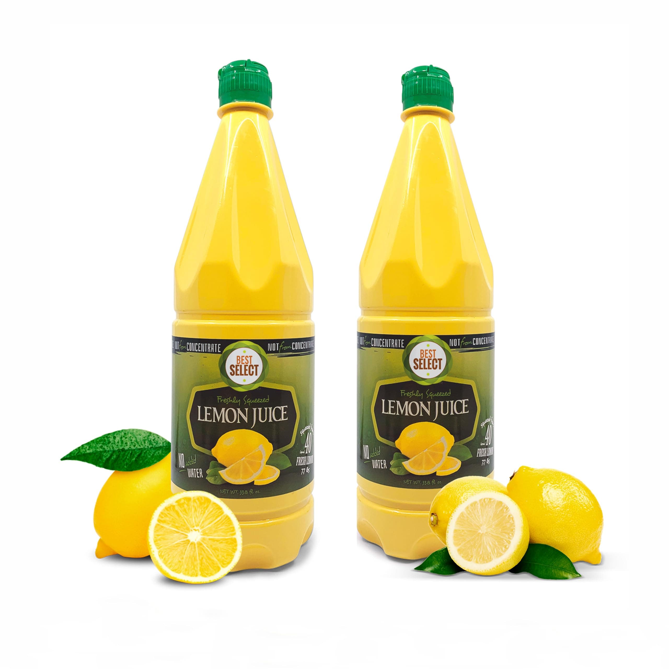 2 Pack 100% Lemon Juice Freshly Squeezed NO Added Water 33.8oz Not From Concentrate - Appx 40 Freshly Squeezed Lemons in Each Bottle - Kosher Food - Kosher Select